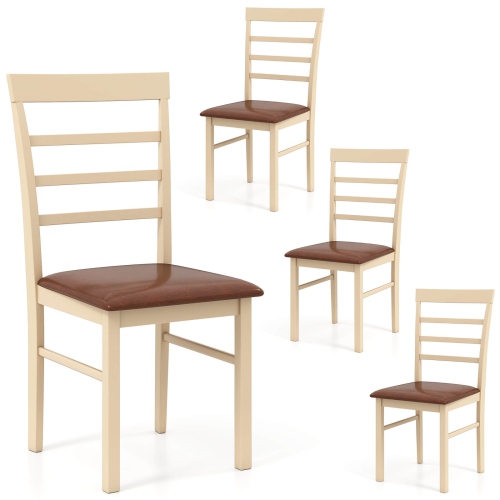 Ensemble de chaises de salle à manger en bois de Costway 2/4 avec cadre en hévéa rembourré pour la cuisine