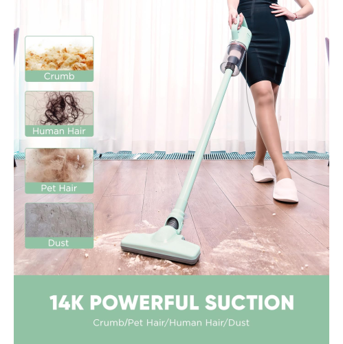 Corded Stick Vacuum Cleaner, 14kpa Powerful Suction Handheld Vacuum Cleaner with Crevice Tool, Small Vacuum Cleaner for Hardwood Floor Pet Hair