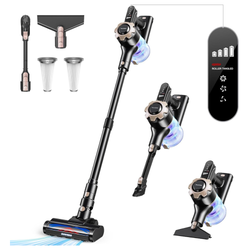 Cordless Vacuum Cleaner, Max 45mins Vacuums with LED Display, Powerful 8 in 1 Lightweight Vacuum Cleaners with 2 HEPA, Stick Vacuums Cordless for Pet