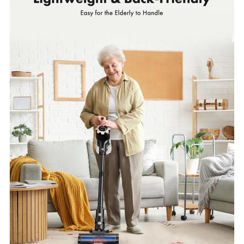 Cordless Vacuum Cleaner, Max 45mins Vacuums with LED Display, Powerful 8 in 1 Lightweight Vacuum Cleaners with 2 HEPA, Stick Vacuums Cordless for Pet