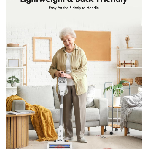 Cordless Vacuum Cleaner, Max 45mins Vacuums with LED Display, Powerful 8 in 1 Lightweight Vacuum Cleaners with 2 HEPA, Stick Vacuums Cordless for Pet