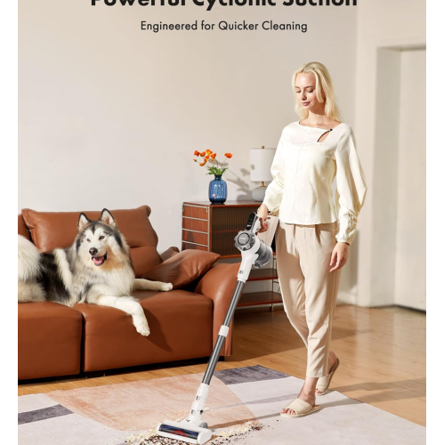 Cordless Vacuum Cleaner, Max 45mins Vacuums with LED Display, Powerful 8 in 1 Lightweight Vacuum Cleaners with 2 HEPA, Stick Vacuums Cordless for Pet