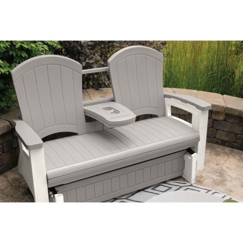 Suncast - Adirondack Glider w/Console - Dove Gray