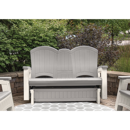 Suncast - Adirondack Glider w/Console - Dove Gray