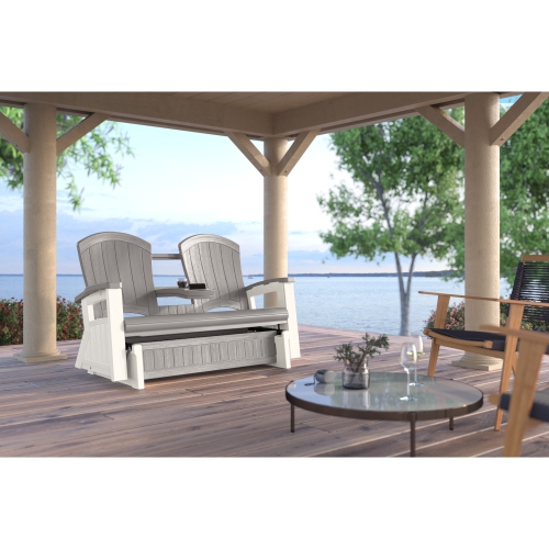 Suncast - Adirondack Glider w/Console - Dove Gray