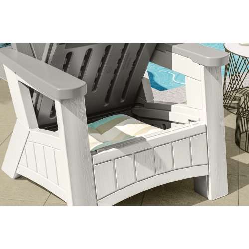 Suncast - Adirondack Chair w/Storage - Dove Gray/Ice Cube