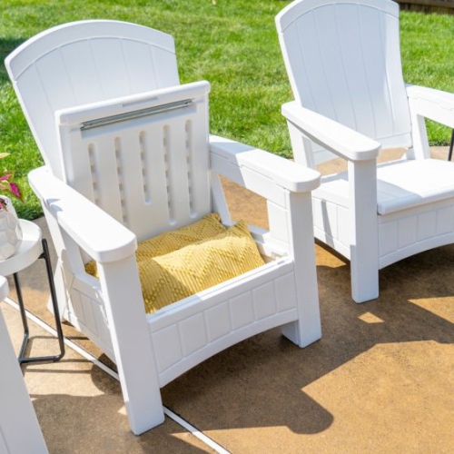 Suncast - Adirondack Chair w/Storage - White