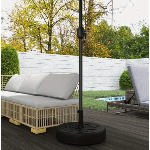 BoldDeco Deluxe Patio Market Umbrella Base Stand 22" Heavy Duty with Steel Holder Water Filled for Outdoor, Lawn, Garden, Round, 77lbs Weight Capacity