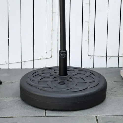 BoldDeco Deluxe Patio Market Umbrella Base Stand 22" Heavy Duty with Steel Holder Water Filled for Outdoor, Lawn, Garden, Round, 77lbs Weight Capacity