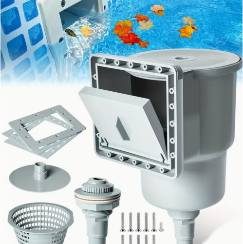 Heavy-Duty PVC Wall-Mounted Skimmer for Above-Ground Pools - Universal Fit for All Standard Pool Wall Openings, Ideal for In-Ground Pool Surfaces,