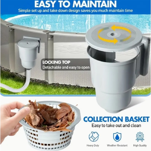 Heavy-Duty PVC Wall-Mounted Skimmer for Above-Ground Pools - Universal Fit for All Standard Pool Wall Openings, Ideal for In-Ground Pool Surfaces,