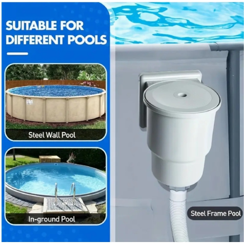 Heavy-Duty PVC Wall-Mounted Skimmer for Above-Ground Pools - Universal Fit for All Standard Pool Wall Openings, Ideal for In-Ground Pool Surfaces,