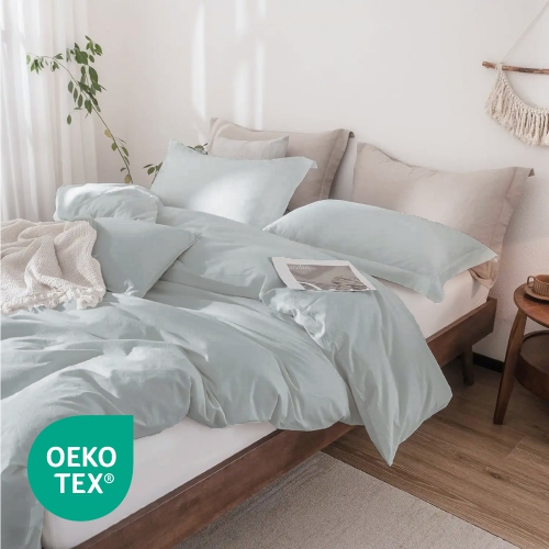 Beddora 3-Piece Queen Duvet Cover Set | 100% Cotton – Soft, Breathable & Durable with Corner Ties Button Closure – Light Green