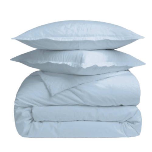 Beddora 3-Piece King Duvet Cover Set | 100% Cotton – Soft, Breathable & Durable with Corner Ties Button Closure – Light Blue