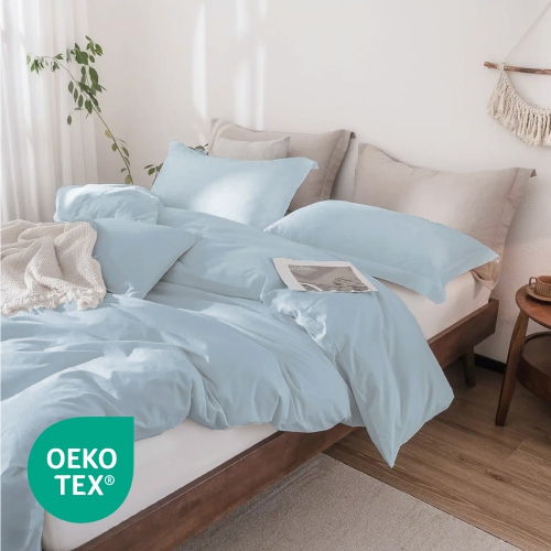 Beddora 3-Piece King Duvet Cover Set | 100% Cotton – Soft, Breathable & Durable with Corner Ties Button Closure – Light Blue