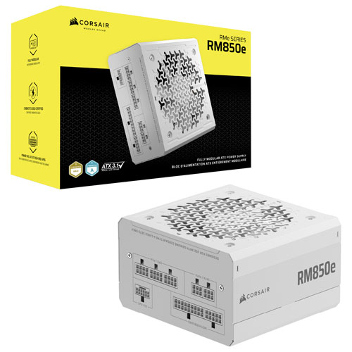 Corsair RM850e 850-Watt ATX 3.1 Fully Modular Power Supply - White