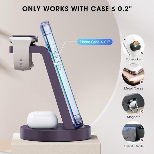 3-in-1 Wireless Charging Station for iPhone 16, Apple Watch, and AirPods - Fast Charging Dock Stand for Multiple Apple Devices