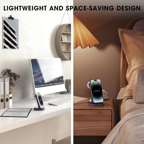 3-in-1 Wireless Charging Station for iPhone 16, Apple Watch, and AirPods - Fast Charging Dock Stand for Multiple Apple Devices