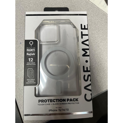 CASE MATE  Case-Mate Protection Pack Magnets Work With Magsafe Tough Case + Glass Screen Protector for Iphone 15/14/13