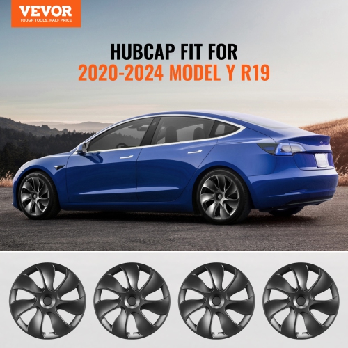 VEVOR 19 in Wheel Rim Cover Hubcaps, 2021-2023 Model Y Fully Fit Hubcap with Snap, Guard Tape & Valve Nozzle Hole, ABS & PC Hubcap with High Rigidity
