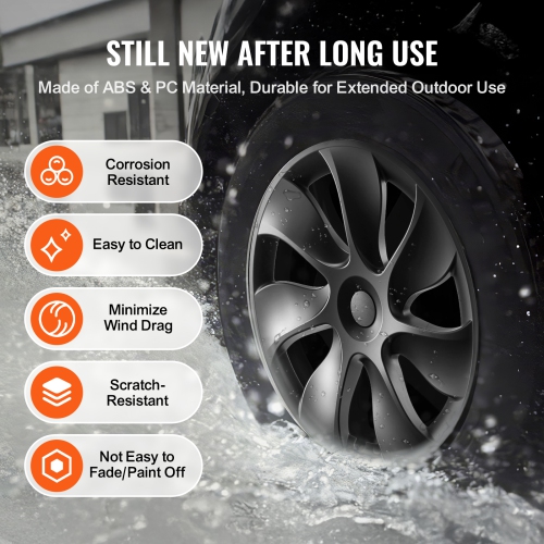 VEVOR 19 in Wheel Rim Cover Hubcaps, 2021-2023 Model Y Fully Fit Hubcap with Snap, Guard Tape & Valve Nozzle Hole, ABS & PC Hubcap with High Rigidity