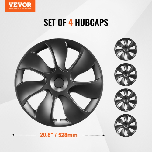 VEVOR 19 in Wheel Rim Cover Hubcaps, 2021-2023 Model Y Fully Fit Hubcap with Snap, Guard Tape & Valve Nozzle Hole, ABS & PC Hubcap with High Rigidity
