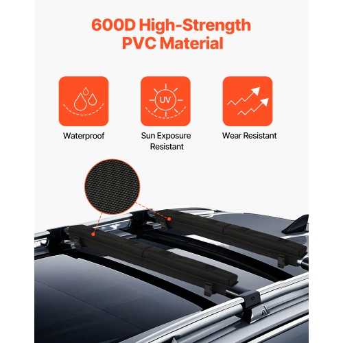 VEVOR 30" Soft Roof Rack Pads, Universal Car Roof Rack Pad for Various Crossbars, 176LBS Loading Luggage Kayak Carrier with 2 Tie Down Straps, 2