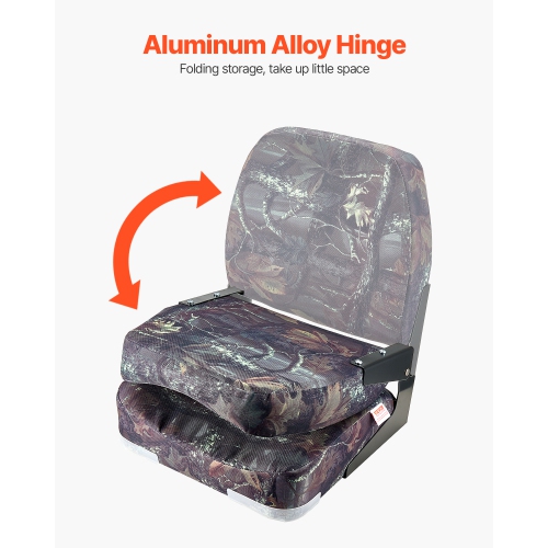 VEVOR Boat Seat, Low Backrest, Folding Fishing Boat Seat with Thickened Sponge Cushion & PU Polyester Fabric, Strong PP Frame, Flip Up Boat Seat,