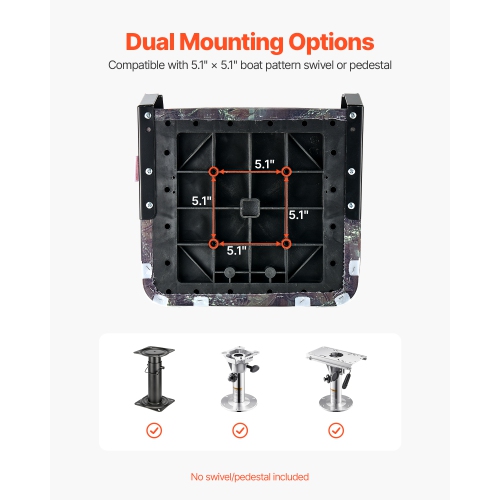 VEVOR Boat Seat, Low Backrest, Folding Fishing Boat Seat with Thickened Sponge Cushion & PU Polyester Fabric, Strong PP Frame, Flip Up Boat Seat,