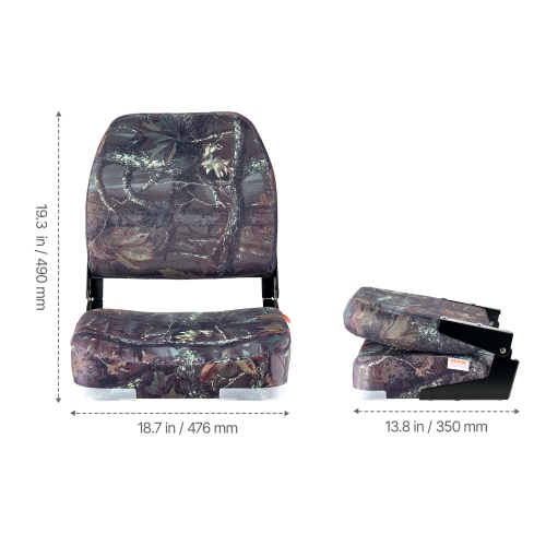 VEVOR Boat Seat, Low Backrest, Folding Fishing Boat Seat with Thickened Sponge Cushion & PU Polyester Fabric, Strong PP Frame, Flip Up Boat Seat,