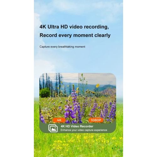 Touch screen 4K digital micro single camera CCD video camera. Anti-shake digital camera with children's MP3 player - black