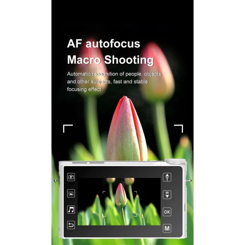 Touch screen 4K digital micro single camera CCD video camera. Anti-shake digital camera with children's MP3 player - black