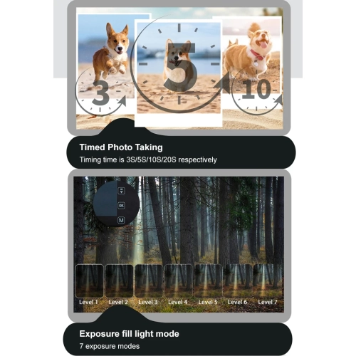 Touch screen 4K digital micro single camera CCD video camera. Anti-shake digital camera with children's MP3 player - black