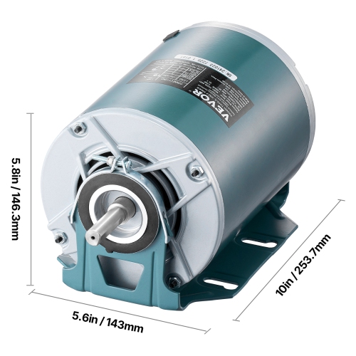 VEVOR 1/2HP Furnace Blower Motor 1720RPM, 115V 7.1A Belt Drive Blower Motor Single Phase - 0.5" Shaft Diameter, 1.6" Shaft Length, CW/CCW Rotation