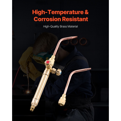 VEVOR 14PCS Oxygen Acetylene Gas Welding Torch Kit, Oxy Acetylene Brazing Set with 177'' Twin-Hose, 2 Welding Tips, Welding Torch, 2 Regulators,