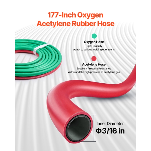 VEVOR 14PCS Oxygen Acetylene Gas Welding Torch Kit, Oxy Acetylene Brazing Set with 177'' Twin-Hose, 2 Welding Tips, Welding Torch, 2 Regulators,