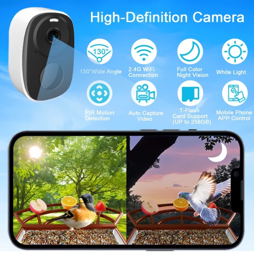 Smart Bird Feeder for Outdoors, Camera Solar Bird Feeder Camera for Bird Auto Capture Bird Videos Wild Birds Watching, 2.4 G WIFI Connect Bird Feeder