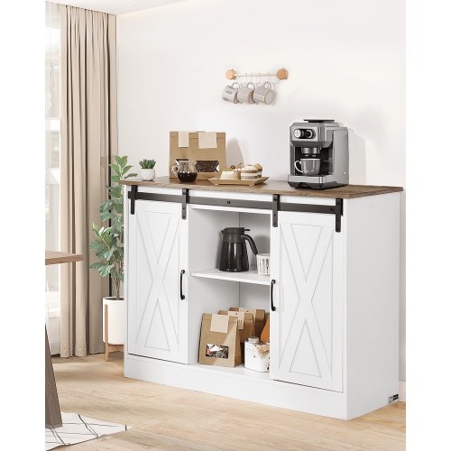 VEVOR 41.8 x 15.8 x 32.1 in Coffee Bar Cabinet, Farmhouse Coffee Bar Cabinet with 3-Tier Storage, Coffee Bar Table with Barn Doors, Farmhouse