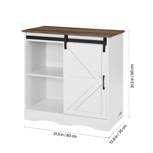 Armoire de bar à café de 31,5 x 13,8 x 31,5&nbsp;po VEVOR, armoire de bar à café Farmhouse avec rangement à 3 niveaux, table de bar à café avec porte