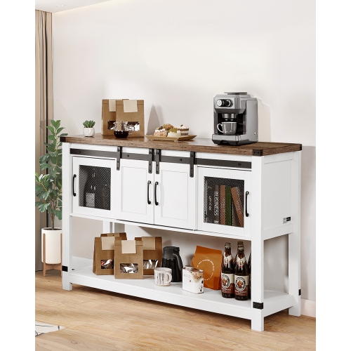 VEVOR 47.3 x 15.7 x 32.7 in Coffee Bar Cabinet, Farmhouse Coffee Bar Cabinet with 4-Tier Storage, Coffee Bar Table with Barn Doors, Farmhouse