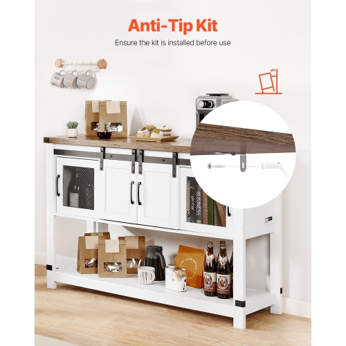 VEVOR 47.3 x 15.7 x 32.7 in Coffee Bar Cabinet, Farmhouse Coffee Bar Cabinet with 4-Tier Storage, Coffee Bar Table with Barn Doors, Farmhouse