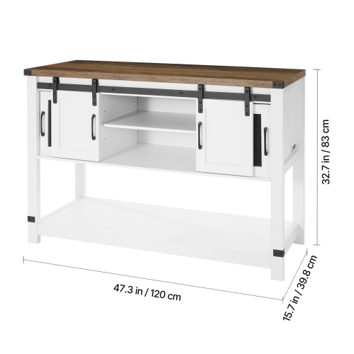 VEVOR 47.3 x 15.7 x 32.7 in Coffee Bar Cabinet, Farmhouse Coffee Bar Cabinet with 4-Tier Storage, Coffee Bar Table with Barn Doors, Farmhouse