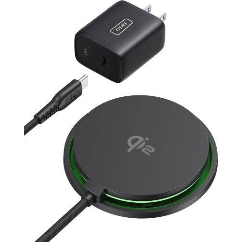 INIU Magnetic Wireless Charger - 15W Qi2 Certified MagSafe Charging Pad with Cooling Fan for iPhone 16/15/14/13/12 Series, AirPods 4/3/Pro2/Pro, with