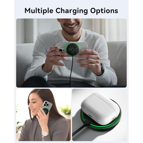 INIU Magnetic Wireless Charger - 15W Qi2 Certified MagSafe Charging Pad with Cooling Fan for iPhone 16/15/14/13/12 Series, AirPods 4/3/Pro2/Pro, with