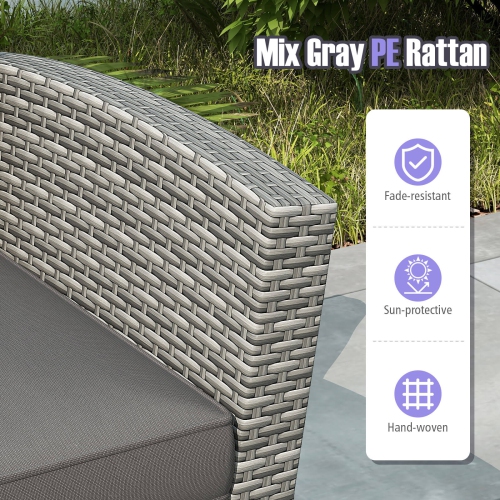 Costway 4 PCS Patio Furniture Set with 2 Rattan Chairs Loveseat Coffee Table Cushions Gray