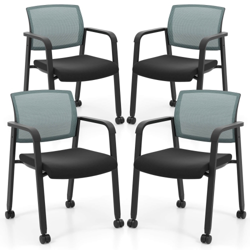 COSTWAY  Conference Chairs Set Of 2/4 Stackable Office Guest Mesh Chair Waiting Room Wheels