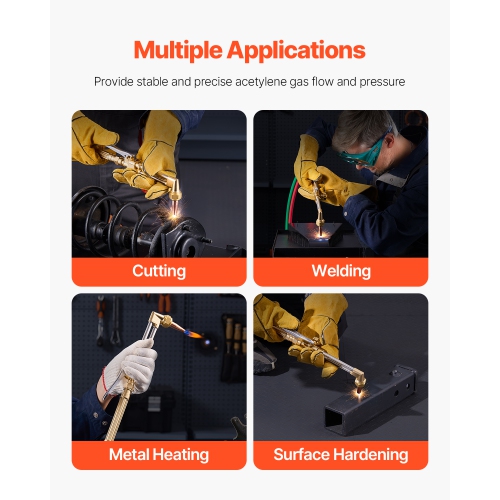 VEVOR 14PCS Oxygen Acetylene Gas Welding Cutting Torch Kit,Oxy Acetylene Brazing Set with 177'' Long Twin-Hose, Cutting Nozzle, 3 Welding Tips &