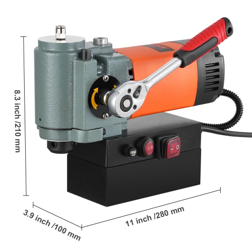 VEVOR 1300W Low Profile Mag Drill, Light Weight Portable Mag Drilling Machine with Cooling Device and Overload Protection, Mag Press for Equipment