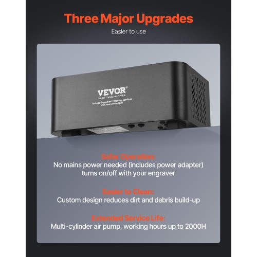 VEVOR 50 L/min Adjustable Airflow, Air Assist Pump Kit for Laser Cutter and Engraver, Clear Smoke and Dust, Reduce Surface Temperature, Shield Laser