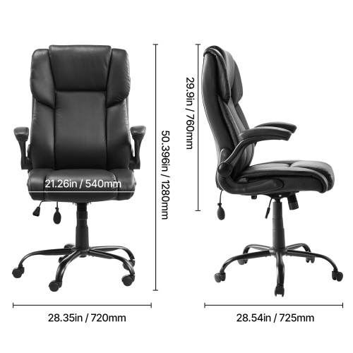 VEVOR 300lb Capacity Executive Office Chair with Lumbar Support, Office Chair with Flip-up Armrests & Lumbar Pillow, Height Adjustable Ergonomic